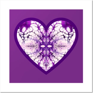 Lavender/Purple Pattern Paint Pour Heart Posters and Art